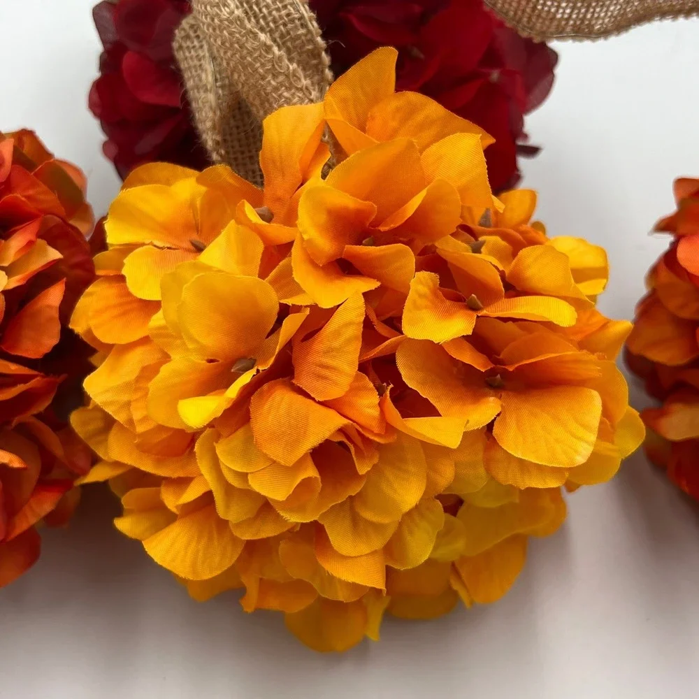 Marshalls Fall Floral Door Hanger Unisex OS Orange New Burlap Hydrangea Pom Pom